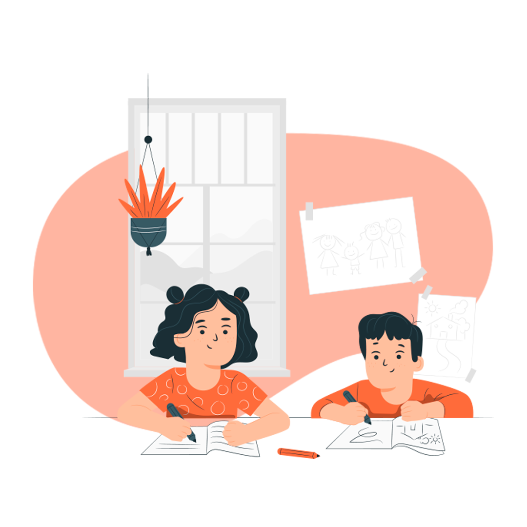 Niños practicando Literacy y Matemáticas